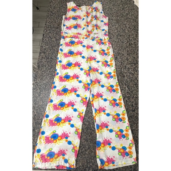Zara Pants - Zara Basic Womens Abstract Geometric Print Sleeveless Wide Leg‎ Jumpsuit White S